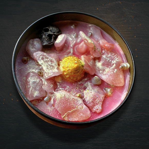 Hula Ghoul Luxury Wickless Candle: Black Coconut & Cherry Pineapple Scent - Picture 5 of 10